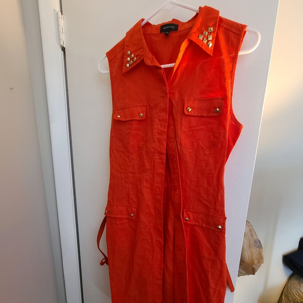 Vibrant Orange Sleeveless Dress Spense 8 Women's